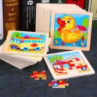 Mini Size 11X11CM Kids Toy Wood Puzzle Wooden 3D Puzzle Jigsaw for Ch_1